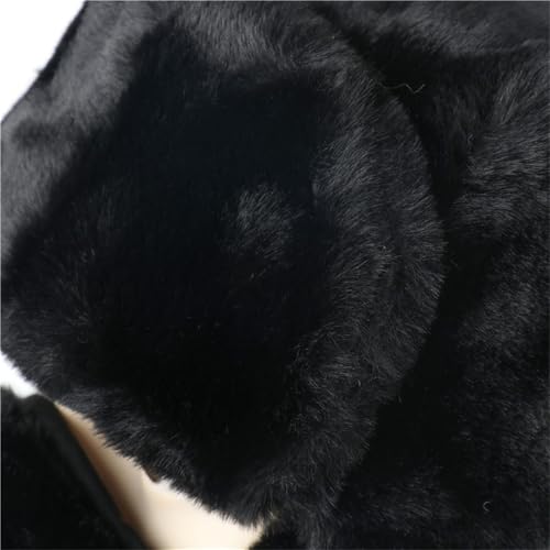 Ushanka Winter Trapper Hat Men Women Faux Rabbit Fur Russian Aviator Hat with Ear Flaps Face Mask Warm Cold Weather - color: Dark-gray