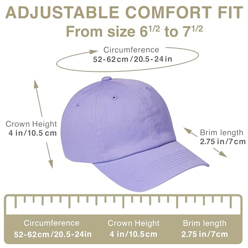 E BY ELIDAN Classic Dad Hat Cotton, Low-Profile Plain Baseball Cap, Adjustable, Breathable and Packable - color: Lavender