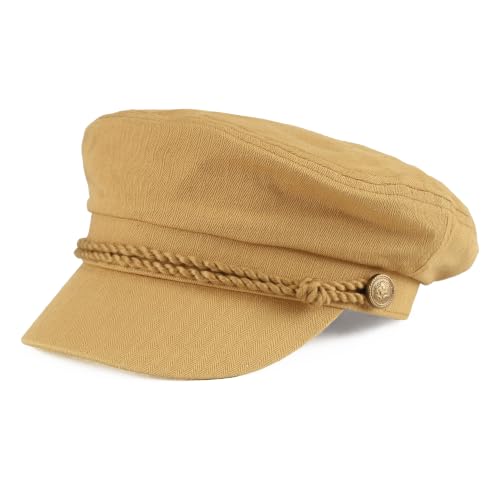 C.C Cotton Fisherman Cap for Women – Classic Fiddler Hat, Lightweight Breathable Cotton, Trendy Greek Fisherman Style - color: Cotton-camel