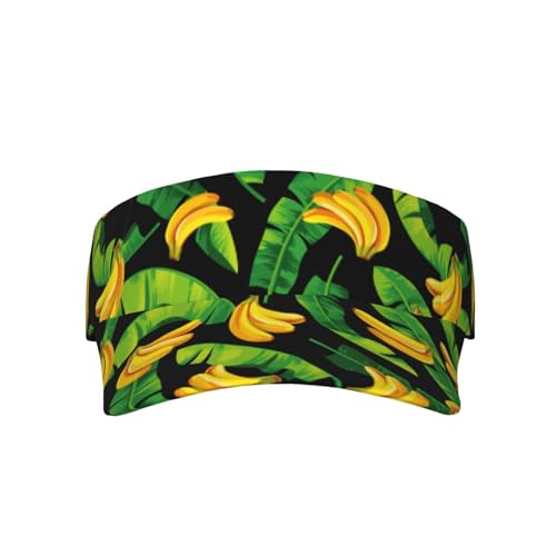 Sports Sun Visor Hats Adjustable Men Women Lightweight Packable Cooling Empty Top Visor Hat for Running, Tennis, Golf - color: Banana Leaves, size: 1-2