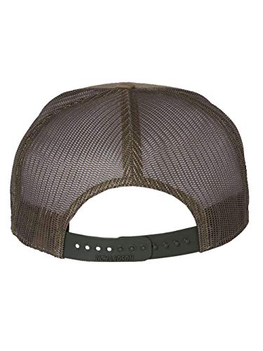 Seven-Panel Trucker Richardson Leather Patch Cap - color: Pale Khaki/ Loden Green, size: One Size
