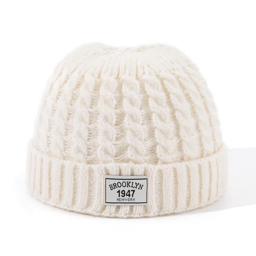 Soft Winter Knitted Hat Skull Cap Sailor Caps Cuff Beanie Cold Weather Brimless Knit Hats Warm Ski Hat Landlord Hats - color: Mg-zzm25101-beige