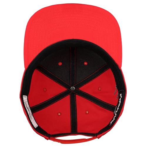 Popfunk Official Top Gun Arc Adjustable Snapback 6 Panel Flat Brimmed Hat - Unisex for Men and Women - color: Red