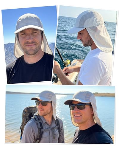 Mens Sun Hat with Breathable Mesh Sun Hats for Men Fishing Hat - color: Light Grey