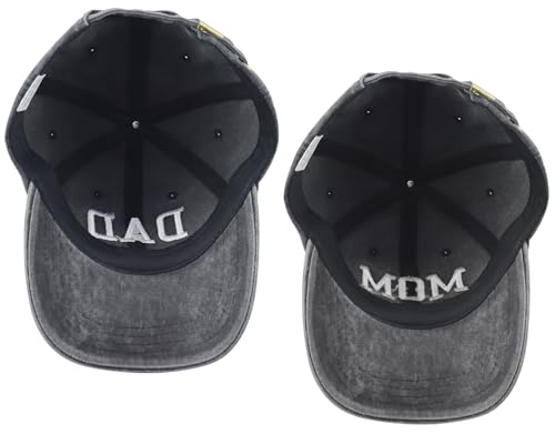 2PCS Mom and Dad EST 2027 2026 Hats for Women Men, New Parents Baseball Cap - color: Black