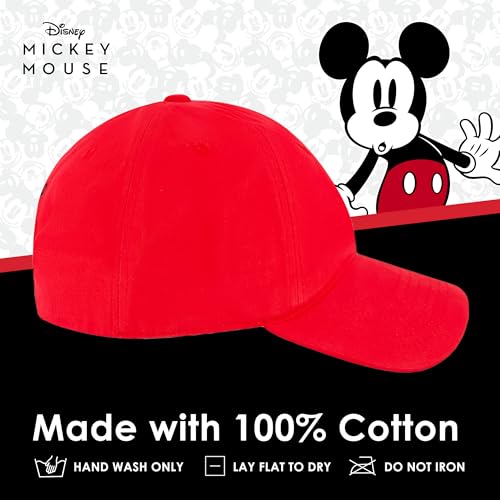 Disney Unisex Adult Disney Mickey Mouse Dad Hat, Adult Baseball Cap with Curved Brim - color: Red