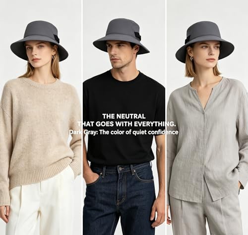 UPF 50+ Sun Hats for Men & Women, Ultra Light Packable Wide-Brim Quick-Dry - color: Dark Grey
