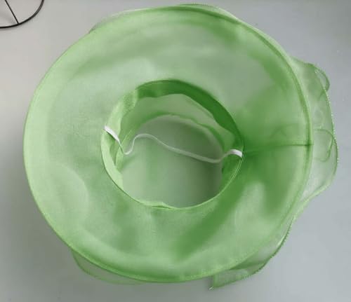 Organza Fascinator Hat - Women’s Wide Brim Church Bridal Tea Party Wedding Hat - color: 02a-apple Green