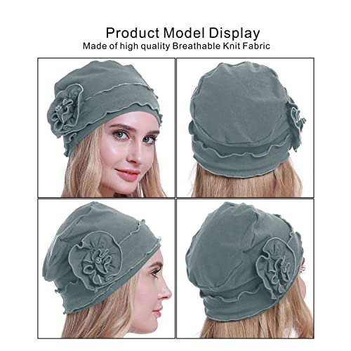 osvyo Chemo Headwear Turban Cap for Women - Cancer Beanie Hair Loss Sealed Packaging - color: Cotton Light Blue Grey