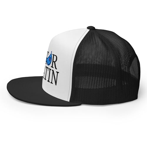 NX Motor Boatin Embroidered Flat Bill Trucker Hat High Crown Snapback Cap - color: Black/ White/ Black