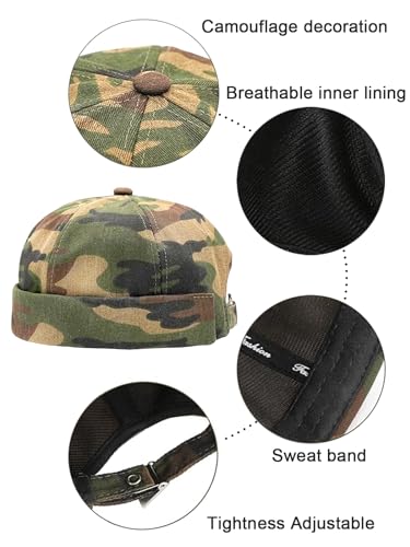 Dome Brimless Docker Cap Sailor Beanie Cap Visorless Hat for Men & Women - color: Camo