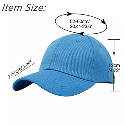 Glory Max Plain Baseball Cap Hook & Loop Strap Adjustable Solid Blank Curved Visor Hat - color: Baby Blue