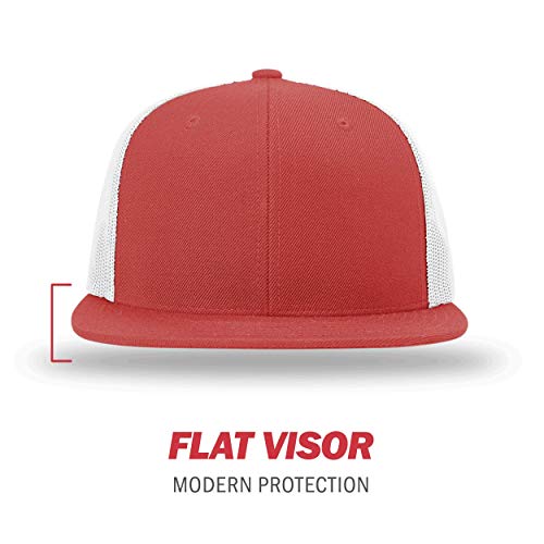 Richardson Unisex 511 Flatbill Trucker Adjustable Snapback Baseball Cap - color: Red/White