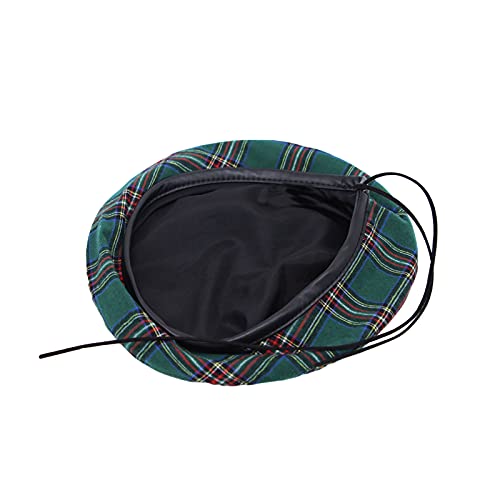 WITHMOONS Cotton Plaid Beret Hat Tartan Check French Beanie Cap YZF0083 - color: Green