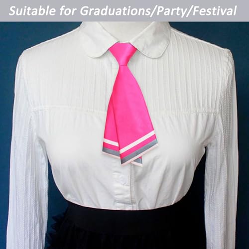 Mantieqingway Women Uniform Necktie Adjustable Strap Striped Pre-tie Ties - color: Rose