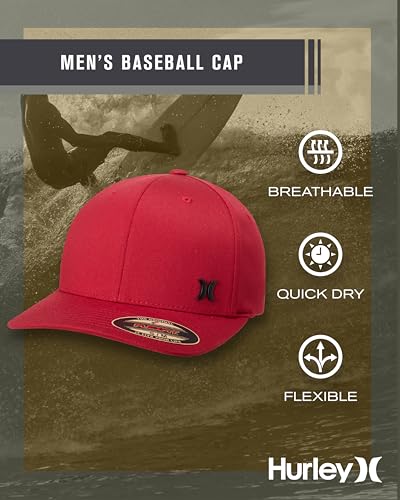 Hurley Mens Curved Brim Flexfit Baseball Cap - color: Gym Red, size: Large-X-Large