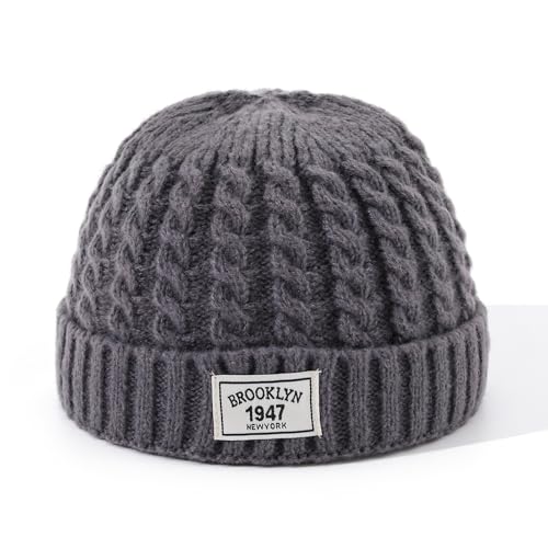 Soft Winter Knitted Hat Skull Cap Sailor Caps Cuff Beanie Cold Weather Brimless Knit Hats Warm Ski Hat Landlord Hats - color: Mg-zzm25101-grey