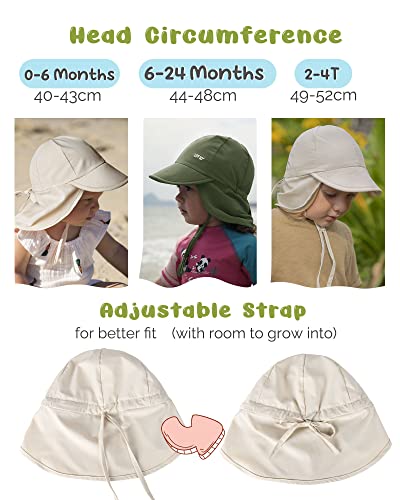 FURTALK Baby Sun Hat with Neck Flap UPF 50+ Toddler Quick Dry Swim Hat - color: Beige, size: 0-6 Months