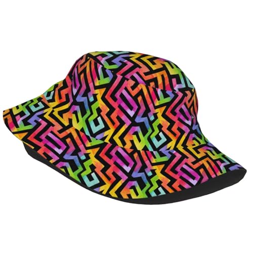 Bucket Hat for Men Women Packable Sun Hats Fisherman Outdoor Summer Travel Hiking Beach Caps - color: Colorful Geometry