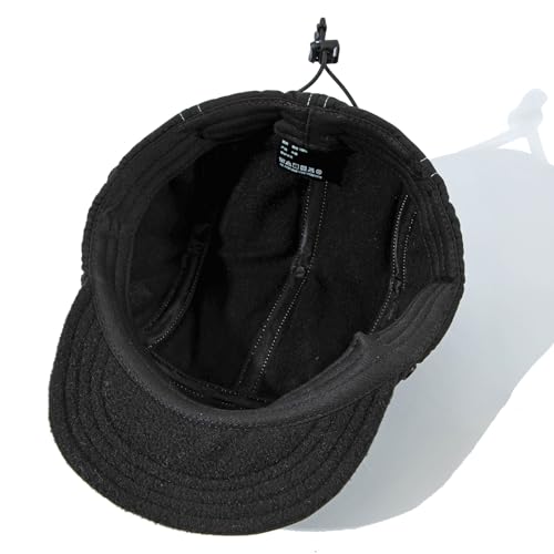 Clakllie Winter Earflaps Hat Short Brim Baseball Cap with Ear Flap Warm Trapper Hat Soft 5 Panel Style Russian Hats - color: Cdus-bswd2403-black