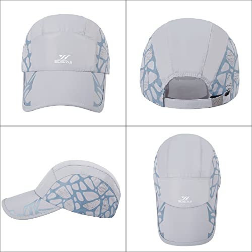 Running Hat Mesh Quick Dry Hat Baseball Cap for Women Men - color: Light Grey