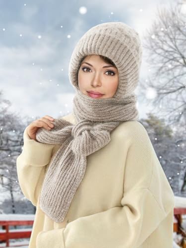 Sumolux Integrated Ear Protection Windproof Cap Scarf Elastic Knitting - color: Khaki