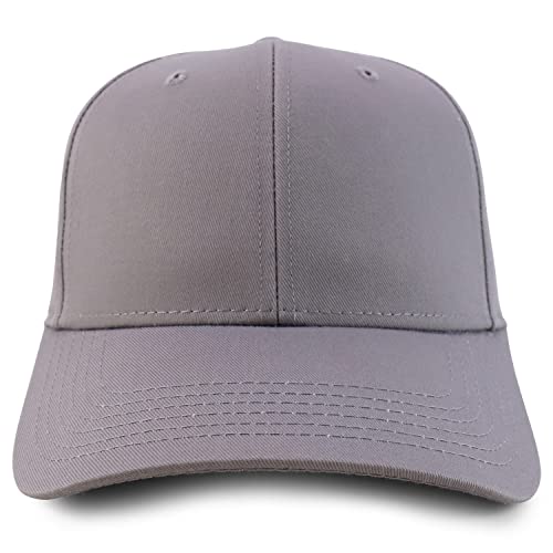 Trendy Apparel Shop High Crown Adjustable Plain Solid Baseball Cap - color: Grey