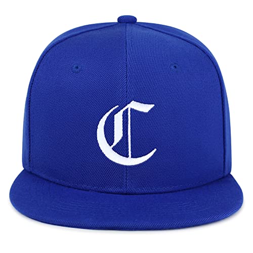 JPAK Old English Letter C Hip-Hop Snapback Hat Embroidered Baseball Cap English Alphabet - color: 07. Blue