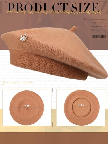 3 Pcs Beret Hats for Women - color: Camel