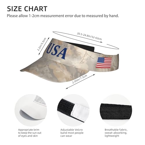 USA Visor Hat Sun Adjustable Sports Beach Cap Men Women Adults - color: Cmao-usa Flag