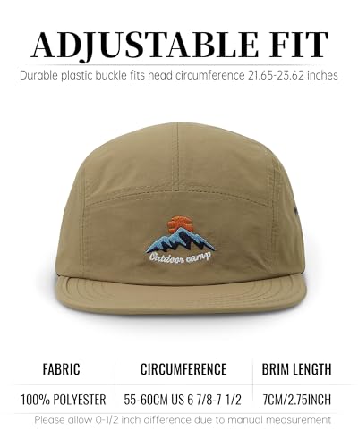 Clakllie Quick Dry 5 Panel Hats for Men Unstructured Flat Brim Baseball Cap - color: Cdus-dfb3-brown