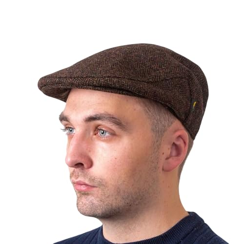 Hatman of Ireland 100% Wool Flat Cap Handmade in Ireland - color: Whiskey, size: Medium