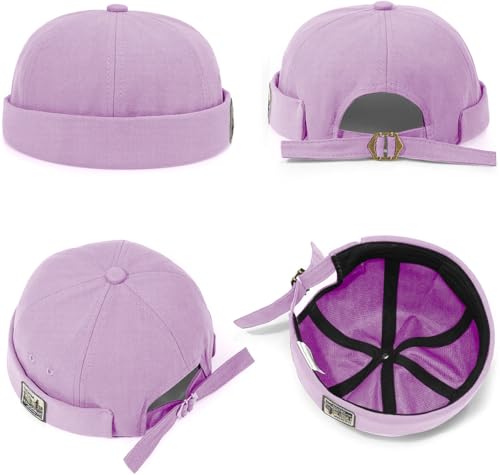 Glamorstar Dome Brimless Hats for Women Men Sailor Docker Beanie Cap Hip Hop Hats - color: Purple D