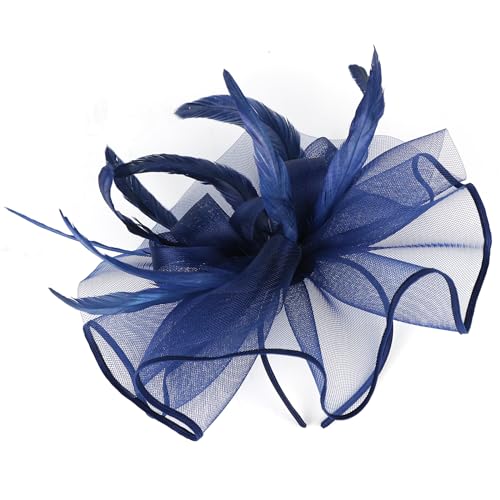 dressfan Womens Fascinator Hat Headpiece Vintage 20s 50s Accessories Headband for Derby/Wedding/Cocktail/Wedding/Tea Party - color: Navy Blue