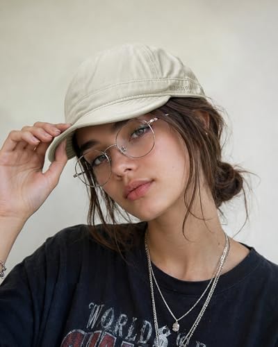 Clakllie Cotton Short Brim Hat for Men Vintage Cadet Style Baseball Cap - color: Clsb06-ivory