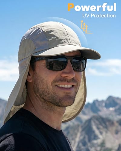 Mens Sun Hat with Breathable Mesh Sun Hats for Men Fishing Hat - color: Khaki