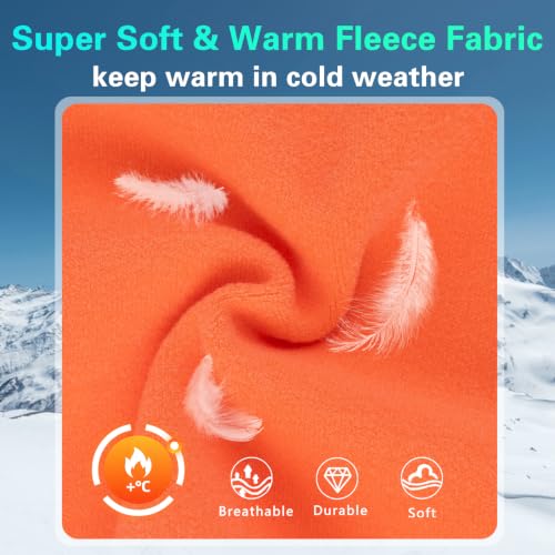 GoxRunx Kids Balaclava Ski Mask,Fleece Face Mask Neck Warmer for Boys Girls,Windproof Face Cover for Cold Weather - color: Orange