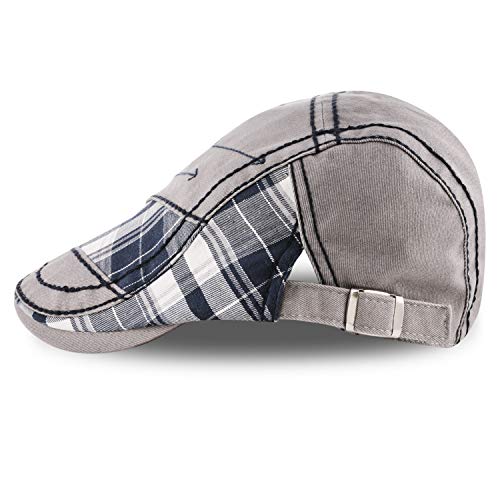 M MOACC Men Beret Hat Cotton Adjustable Newsboy Hats Cabbie Gatsby Cap Driving Flat Caps - color: Hat-t3-grey