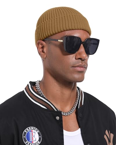 Short Fisherman Beanie for Men Women Wool Fleece Lined Winter Hat - color: 1pcs-light Coffee