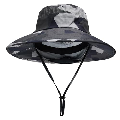 ZOORON Sun Hats for Men Women with Neck Flap Fishing UPF 50+ UV Protection - color: Camo Dark Grey