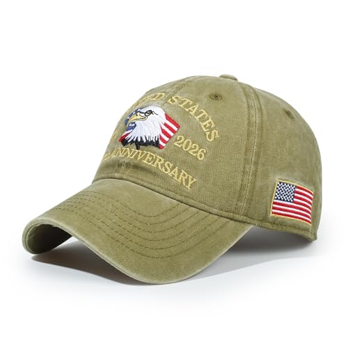 USA 250th Anniversary Baseball Cap Patriotic Embroidered American Hat - color: 2-khaki