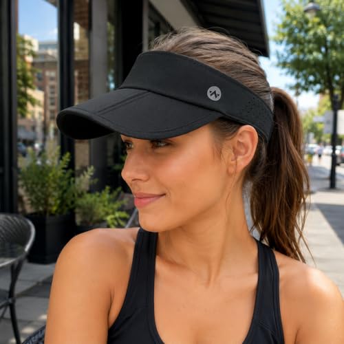 WANDER Sports Sun Visor Hat Mesh Foldable Brim for Men Women Running - color: Black