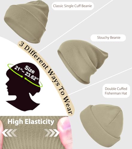 100% Cotton Beanie Hat Winter Hats Women Men Warm Knit Beanies - color: 1pcs Light Khaki
