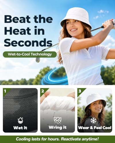 Cooling Bucket Hat for Women Men,Lightweight Wide Brim Sun Hat for Beach,Golf, Fishing,Moisture-Wicking&Foldable - color: White