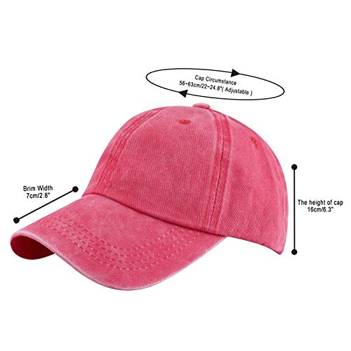 Glamorstar Classic Unisex Baseball Cap Adjustable Washed Dyed Cotton Ball Hat - color: Watermelon Red