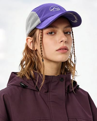 CLAPE Quick Dry Short Brim 5 Panel Hat, Water Resistant Nylon Cap - color: Clsb03-purple