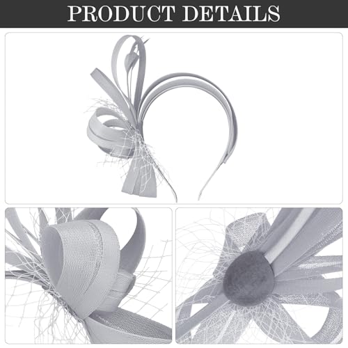 Fascinators Hats for Women, Fascinator Headband Tea Party Hat - color: Grey