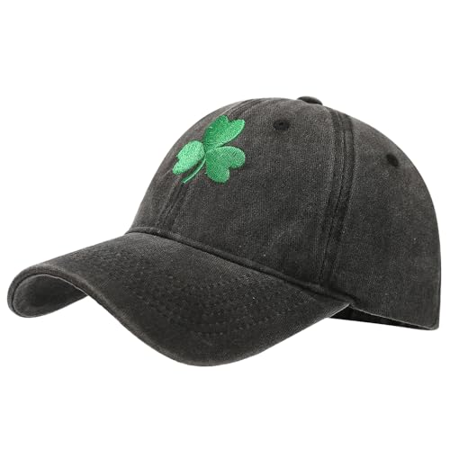Baseball Cap for Men Women Adjustable Washed Cotton Vintage Embroidered Distressed Sun Hat - color: St. Patrick's Day White