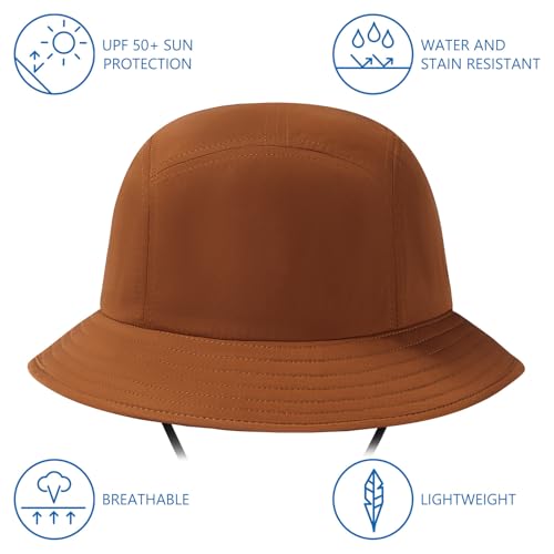 BASSDASH UPF50+ Fishing Bucket Hat for Men Women Lightweight Water Resistant Packable Outdoor Summer Sun Hats FH13 - color: Caramel Brown