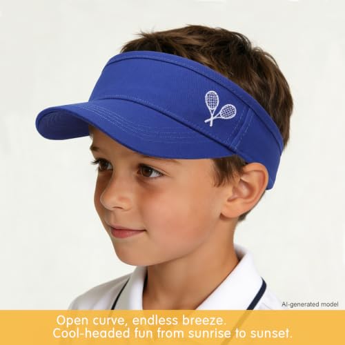 WILLPORT Kids Adjustable Cotton Visor Sun Hat,6-12Y - color: Royal Blue